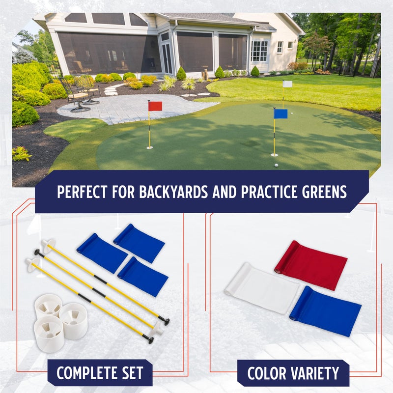 Murray Sporting Goods Golf Flagsticks, Flags and Cups, Set of 3 | Mini Golf Flagsticks with Holes for Putting or Chipping Greens | Putting Green Poles, Cups and Flags in Red, White and Blue (Variety) - Image 2